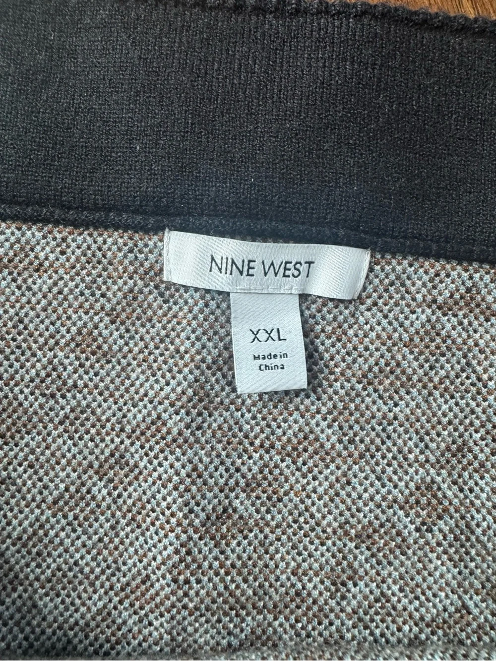 NWT Nine West Brown & Black Knit Midi Skirt Side Slit and Striped Border Size 2x